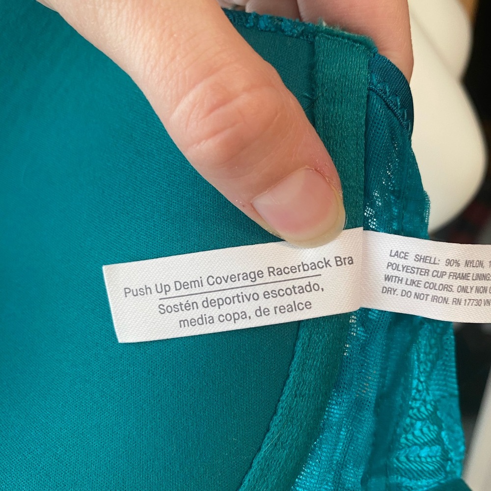 Auden Teal Lace Push Up Racerback Underwire Bra 34DD - Picture 5 of 5